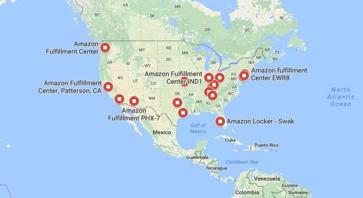 加拿大亞馬遜fba倉(cāng)庫(kù)地址分布圖