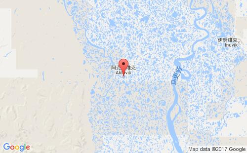 加拿大海運(yùn)港口阿克拉維克aklavik港口地圖