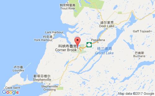 加拿大海運港口科納布魯克corner brook港口地圖