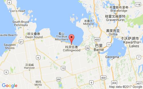 加拿大海運港口科靈伍德collingwood港口地圖