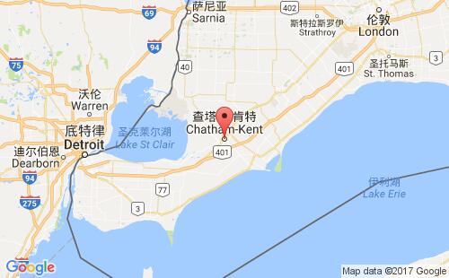 加拿大海運(yùn)港口查塔姆chatham港口地圖