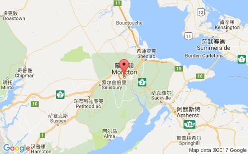 加拿大海運(yùn)港口蒙克頓moncton港口地圖