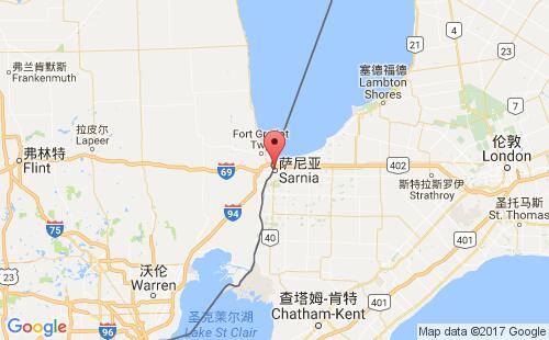 加拿大海運(yùn)港口薩爾尼亞sarnia,on港口地圖