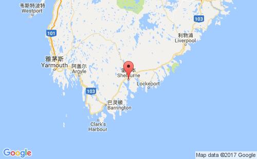 加拿大海運(yùn)港口謝爾本shelburne,ns港口地圖
