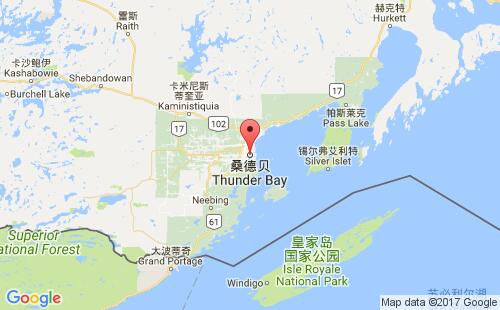 加拿大海運(yùn)港口散德灣thunder bay,on港口地圖