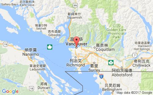 加拿大海運(yùn)港口溫哥華vancouver,bc港口地圖