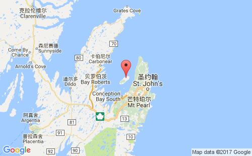 加拿大海運(yùn)港口瓦伯蘭wabana港口地圖