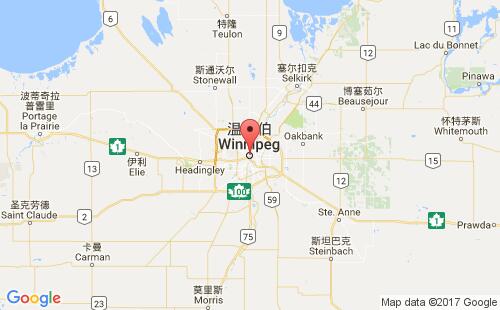 加拿大海運(yùn)港口溫尼伯winnipeg港口地圖