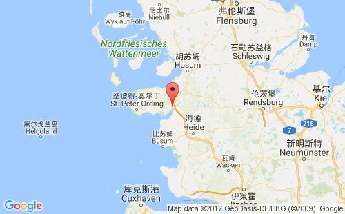 德國(guó)港口滕寧tonning港口地圖