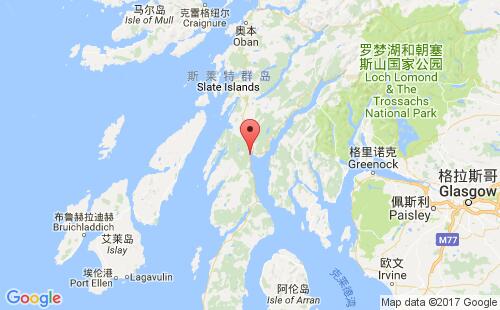英國港口阿德里希格ardrishaig港口地圖