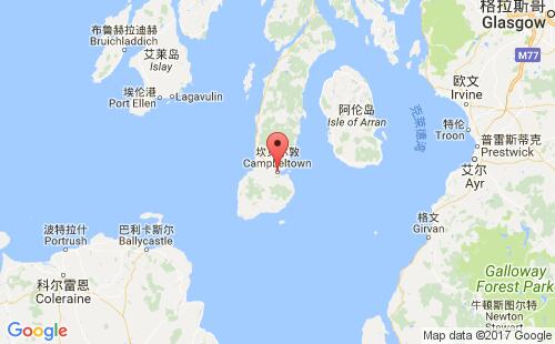 英國港口坎貝爾敦campbeltown港口地圖
