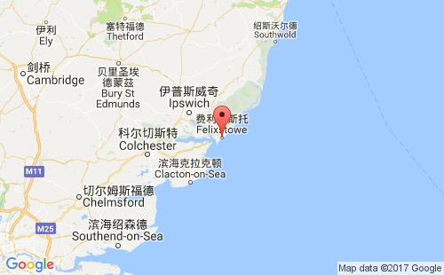 英國港口費(fèi)利克斯托felixstowe港口地圖