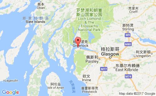英國港口古羅克gourock港口地圖