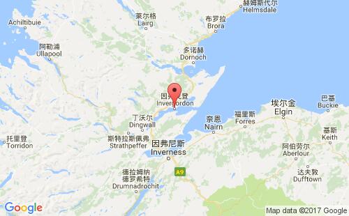 英國港口因弗戈登invergordon港口地圖