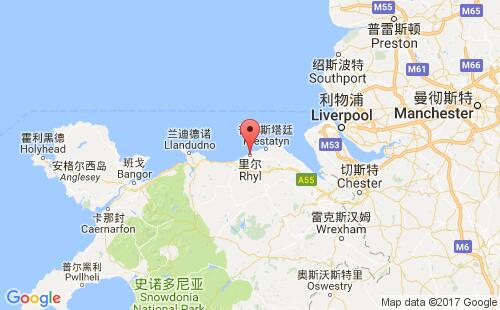 英國港口里爾rhyl港口地圖