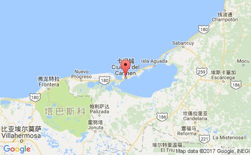墨西哥海運(yùn)港口卡門城ciudad del carmen港口地圖