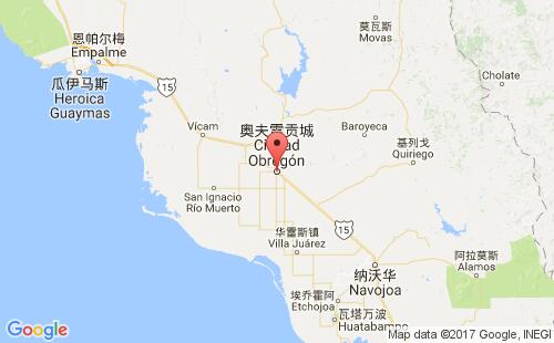 墨西哥海運港口奧夫雷貢城cd obregon港口地圖