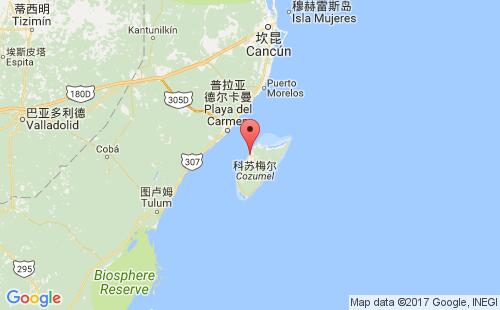 墨西哥海運港口科蘇梅爾島cozumel island港口地圖