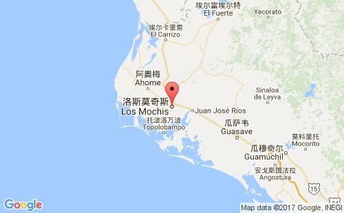 墨西哥海運(yùn)港口洛斯莫奇斯los mochis港口地圖