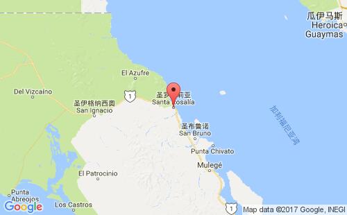 墨西哥海運(yùn)港口圣羅薩利亞santa rosalia港口地圖