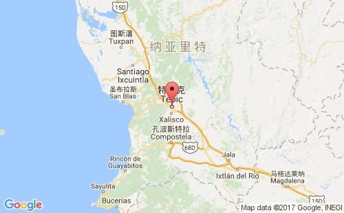 墨西哥海運(yùn)港口特皮克tepic港口地圖