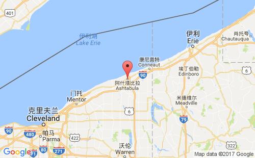 美國海運(yùn)港口阿什塔比拉ashtabula港口地圖