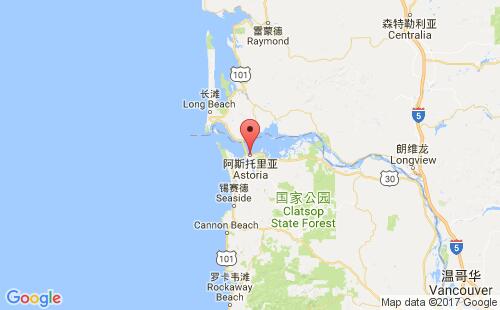 美國海運港口阿斯托里亞astoria港口地圖