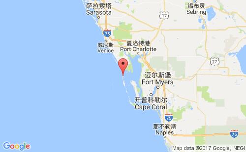 美國(guó)海運(yùn)港口波卡洛蘭德boca grande港口地圖