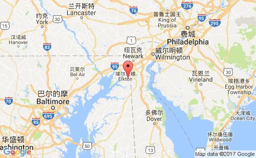 美國(guó)海運(yùn)港口切薩皮克城chesapeake city港口地圖