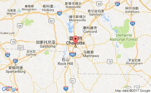 美國海運港口夏洛特charlotte,nc港口地圖