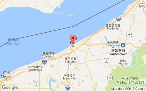 美國(guó)海運(yùn)港口伊利erie港口地圖