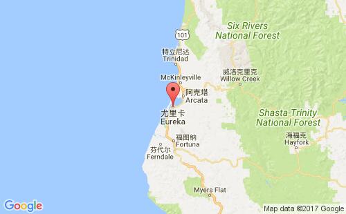 美國海運(yùn)港口尤里卡eureka港口地圖