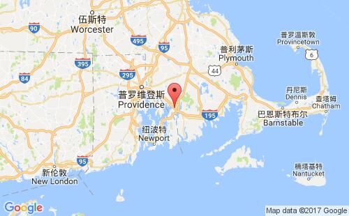 美國海運(yùn)港口福爾里弗fall river港口地圖