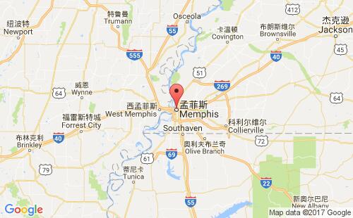 美國(guó)海運(yùn)港口孟菲斯memphis,tn港口地圖
