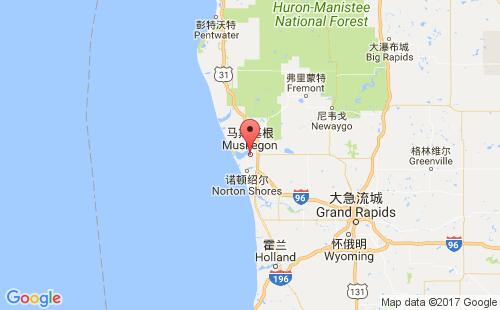 美國海運(yùn)港口馬斯基根muskegon港口地圖