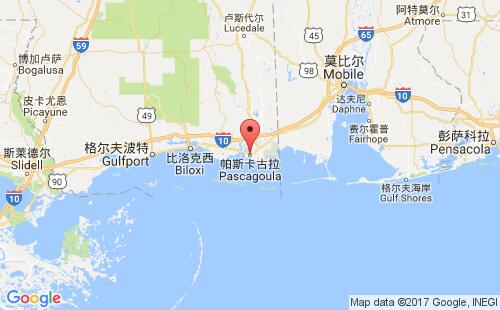 美國海運港口帕斯卡古拉pascagoula港口地圖