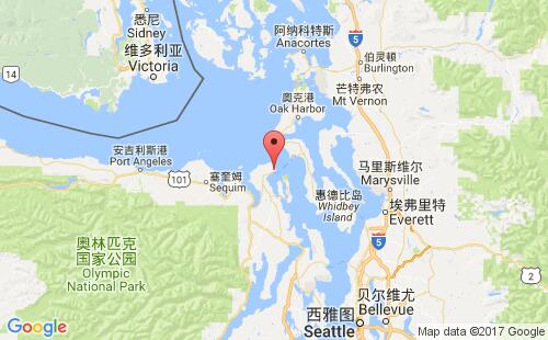 美國(guó)海運(yùn)港口湯森港port townsend港口地圖