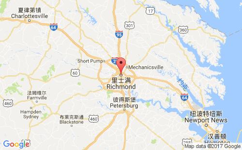 美國海運港口里士滿richmond,va港口地圖
