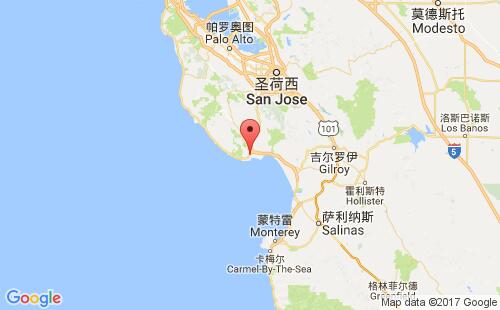 美國(guó)海運(yùn)港口圣克魯斯santa cruz,ca港口地圖