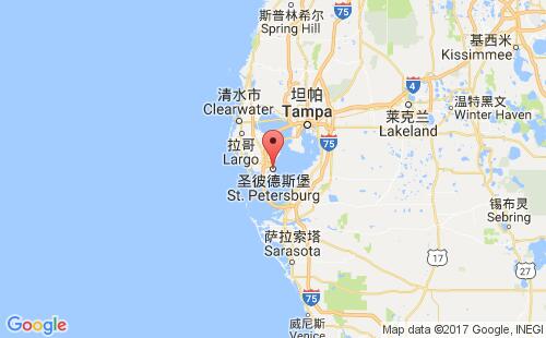 美國海運港口圣彼得堡st.petersburg,fl港口地圖