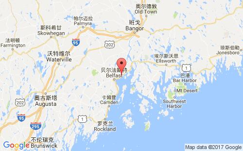 美國(guó)海運(yùn)港口錫斯波特searsport港口地圖
