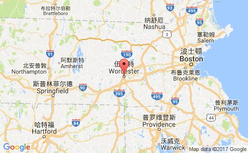 美國(guó)海運(yùn)港口伍斯特worcester,ma港口地圖