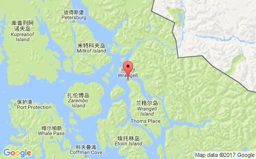 美國海運港口蘭格爾wrangell港口地圖