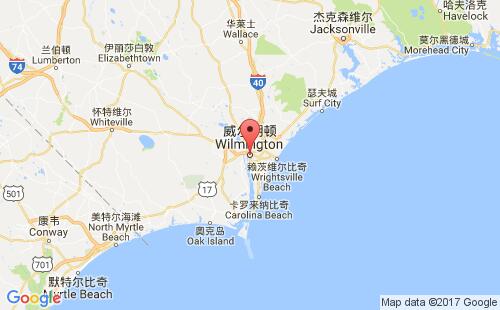 美國海運(yùn)港口威爾明頓wilmington,nc港口地圖