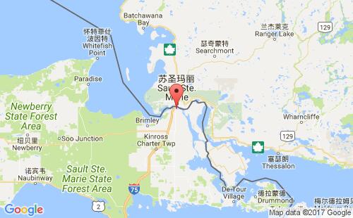 美國海運港口蘇圣瑪麗sault ste. marie,mi港口地圖